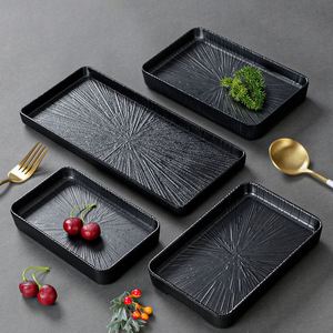 Melamine Tableware <b>Black</b> Rectangle Hot Pot Restaurant Fish Ball Snack Sushi Meatball <b>Plate</b> - Product Image 3