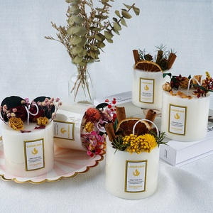 <span class=keywords><strong>Bougie</strong></span> Artisanale en Fleurs Séchées, Aromathérapie, Étiquette Personnalisée, Cire de Soja, Parfumée, Grande Taille, <span class=keywords><strong>Bougie</strong></span> Pilier, Vente en Gros - Product Image 2