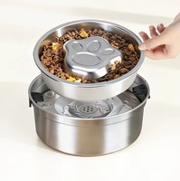 NicePets 2-in-1 Slow Feeder & Schwimmender Wassernapf aus Lebensmittelechtem SUS304 Edelstahl für Katzen und Hunde zur Verhinderung von Überfressen