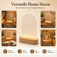Base de lampe LED 3D de nuit réglable 5V, base décorative en bois avec formes rectangulaires et ovales, interrupteur en caoutchouc, alimentée par piles