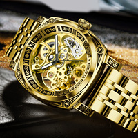Montre Homme Glenaw 8875 Luxe Or Nouveau Produit Automatique Mécanique Étanche Bracelet en Cuir Acier Inoxydable Largeur du Bracelet 20mm
