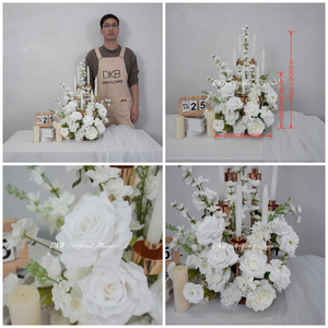 Centro <span class=keywords><strong>de</strong></span> Mesa Floral Pequeño y Alto <span class=keywords><strong>de</strong></span> 30 cm, Color Blanco, Bola <span class=keywords><strong>de</strong></span> <span class=keywords><strong>Flores</strong></span> Artificiales <span class=keywords><strong>de</strong></span> Seda para Banquetes <span class=keywords><strong>de</strong></span> Boda, Venta al por Mayor - Product Image 3