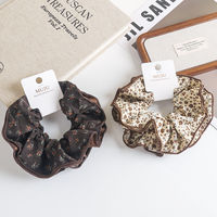MUJU B395 Chouchous pour cheveux 15 cm en tissu à imprimé floral, grands et volumineux, pour queues de cheval, avec carte logo personnalisée