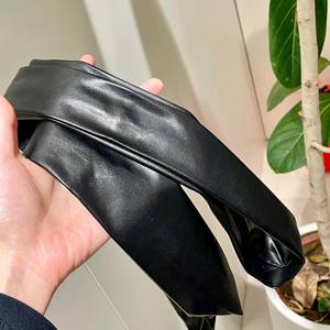 Corbata de Cuero Negra de Color Sólido, Estrecha, Informal, para Hombre y Mujer, Accesorio de Moda - Product Image 1