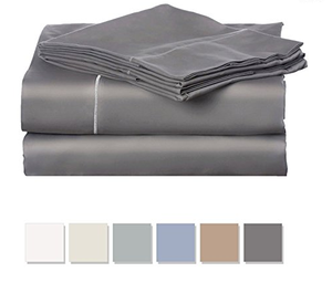 1000 Chủ Đề Count <span class=keywords><strong>100</strong></span>% Cotton Ai Cập 4 Pcs Tấm Ga Trải Giường Bộ Xám Sọc - Product Image 2