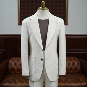 Blazer de Lino de Lujo para Hombre, Blanco, Estilo Deportivo de Verano, Cierre de un Botón, Bolsillos con Parches, Transpirable, Estilo <span class=keywords><strong>Riviera</strong></span> Italiana - Product Image 1