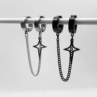 Boucles d'oreilles tendance minimalistes en acier inoxydable pour adolescents, sans perçage, pour femmes et hommes, fausses boucles d'oreilles pendantes en forme d'étoile, bijoux
