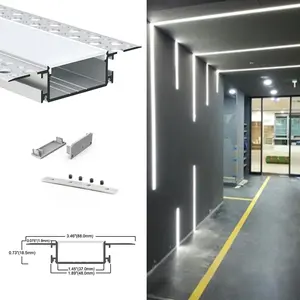 Nova Chegada 88*18.5MM Drywall LED Alumínio Perfil Trimless LED Perfil Para Gesso Gesso Teto