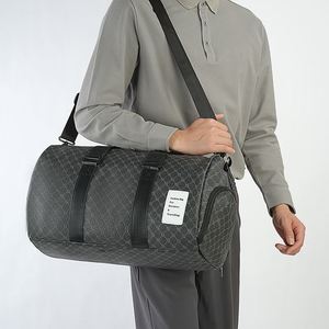Custom Logo Brand Men's Duffle Bags Waterproof PU Leather Luggage <b>Storage</b> Bag for Outdoor Business Travel - Product Image 3