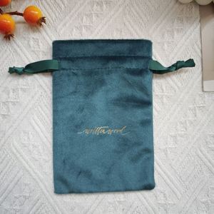 Sacs en velours personnalisés avec logo imprimé, sacs à cordon pour bijoux, cosmétiques, vernis à ongles, emballage en velours avec cordon - Product Image 3