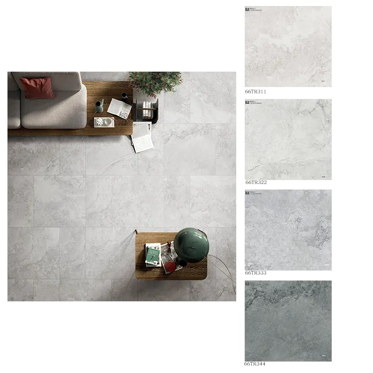 Travertine-Baldosas antideslizantes para el suelo, azulejos de patio con acabado mate, tono gris, 60x60