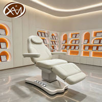 Mesa de Masaje Eléctrica Ajustable de Alta Calidad, Plegable, de Cuero Sintético, con Control de Pie y 3 Motores, para Salón de Belleza