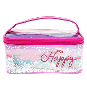 Trousse de Toilette Transparente Imperméable avec Paillettes et Effet Gelée pour Maquillage et Articles de Toilette, Idéale pour les Voyages - Product Image 3