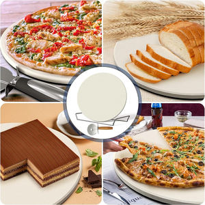 Ensemble de planche à pizza ronde en céramique de <span class=keywords><strong>cordiérite</strong></span> de qualité <span class=keywords><strong>alimentaire</strong></span> de 13 pouces pierre de cuisson avec coupe-fil et support de fil outils à pizza - Product Image 4