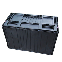 Caisse de rangement pliable JOIN en plastique robuste noir, empilable, pour l'industrie, l'entrepôt et le transport