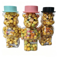 Pour les enfants et les adultes, fête d'anniversaire, bouteille en plastique transparente en forme d'ours, style américain, maïs soufflé non-OGM, croustillant, glacé au miel, directement de l'usine