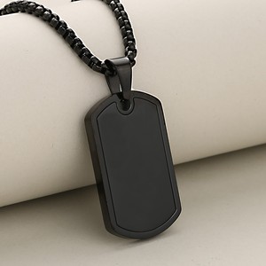 Personalisierte Benutzerdefinierte Gravierte Ausweis-Namensschild-Anhänger-Kette Geometrischer Barren Goldplattierte Edelstahlkette für Herren - Product Image 3