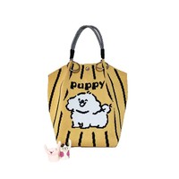 Sac fourre-tout tendance en polyester tricoté grande capacité SUOLING pour femme, sac à lunch dessin animé avec poignée, sac cadeau pour usage quotidien