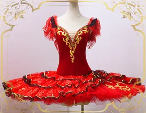 New Professional adult ballet dance gonna TUTU PANCAKE in stile spagnolo gonna tutu rossa. Nuovo -- 29