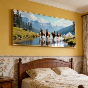 Peintures murales personnalisées en porcelaine cristalline de chevaux, décorations d'intérieur, tableaux encadrés d'animaux, décoration de salon, impression HD - Product Image 6