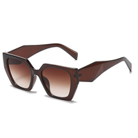 Lunettes de soleil personnalisées 2025 – Design rétro UV400, monture oversize marron, pour hommes et femmes, style œil-de-chat sombre années 80