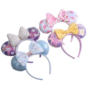 Nueva Llegada <span class=keywords><strong>JIRIS</strong></span> Diadema de Orejas de Ratón con Lentejuelas de Colores Dulces para Niñas, Accesorios para el Cabello de Personajes de Dibujos Animados para Fiestas - Product Image 1