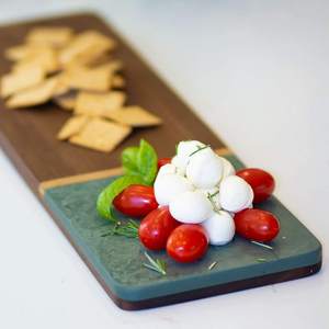 Natural Green Marble and Wood <strong>Stitching</strong> Breakfast Big Luxury Dinner <strong>Plates</strong> - Product Image 5