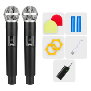 Micrófono Inalámbrico Dual <span class=keywords><strong>de</strong></span> 2.4G, Recargable Tipo-C, Alcance <span class=keywords><strong>de</strong></span> 50m, Micrófono Plug and Play para Karaoke, Fiestas en Casa, Discursos, Venta al Por Mayor - Product Image 1