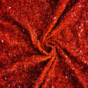 Großhandel <span class=keywords><strong>nigerian</strong></span> ischen Brautkleid Hochzeits feier Kleid elastische Stickerei Red Velvet Pailletten Stoff - Product Image 3