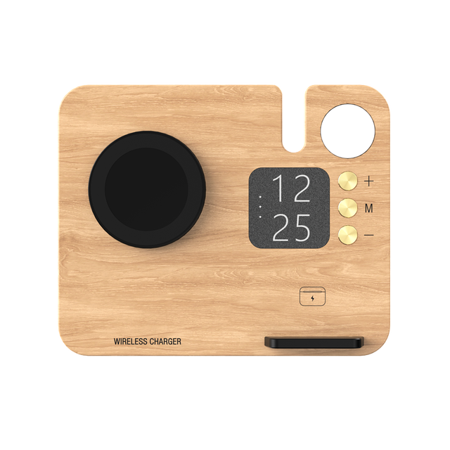 Popular Oak wood Folding Design mobile Phone Charge Station Portable 3 IN 1 15W Fast magnetic wireless charging docking