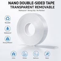 Ruban adhésif nano double face en acrylique transparent, lavable, imperméable et amovible pour les travaux de masquage