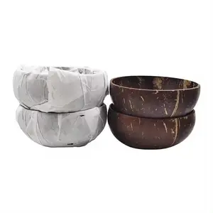 Vegan organic coconut shell smoothie coconut wooden bowl and spoons set