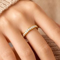 Bague minimaliste en argent sterling avec moissanite taille ronde, bague éternité complète empilable en moissanite pour hommes et femmes, vente en gros