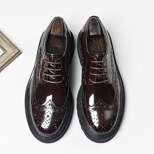 Nouvelles chaussures habillées décontractées pour hommes en cuir véritable à bout carré, à lacets, tendance automne, respirantes, antidérapantes et légères - Product Image 4