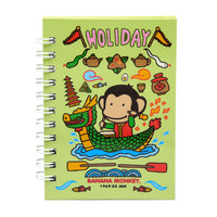 Cuaderno Espiral A4/A5/A6 con Tapa Dura de Mono Adorable, Portátil, con Líneas Horizontales, Simple, de Bolsillo, Papel Escolar, Impresión de Alta Calidad