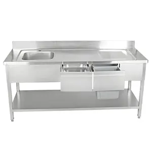 Nuovo Design lavello da cucina in acciaio inossidabile 2 in 1 con cassetto
