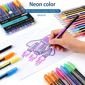 Stylos <span class=keywords><strong>gel</strong></span> pailletés aux couleurs néon vives, 12 pièces, 1,0 mm - Stylos artistiques pailletés/fluorescents/<span class=keywords><strong>gouache</strong></span>/métalliques pour l'artisanat, le bullet journaling - Product Image 2