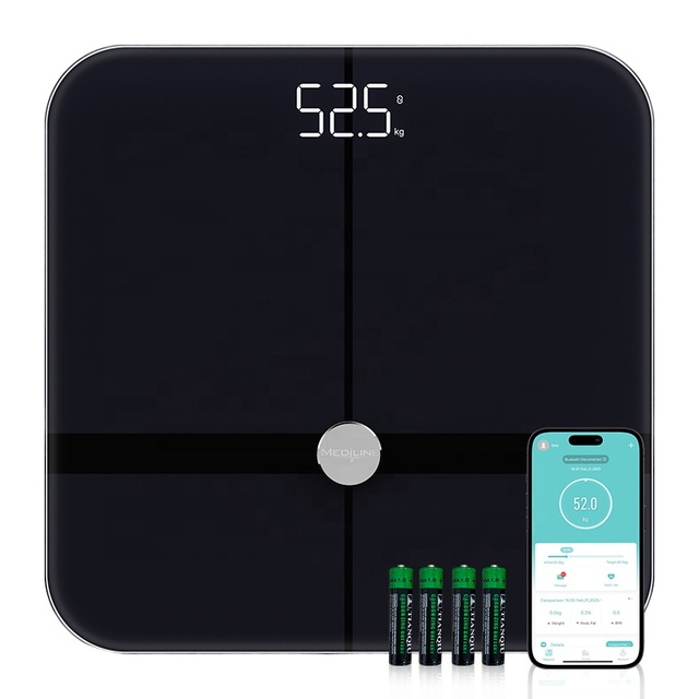Electric Smart Digital Scale BIA Chip 180kg Capacity AAA Battery 0.1kg Accuracy Medical Grade Body Fat Measurement Bathroom Use