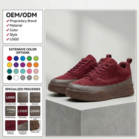 Tendance Virale : Baskets Mode Rouge Foncé en Daim Premium et Maille Respirante, Légères, Design Patchwork, Style Urbain Tendance
