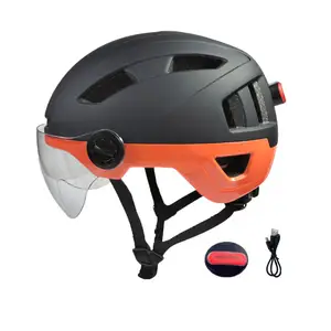 荷兰CE EN1078 NTA8776运动安全成人ebike头盔带发光二极管灯专利电动自行车头盔带遮阳板