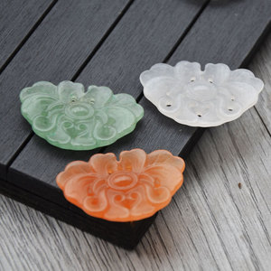 Pendentif fleur de lotus sculpté à la main en pierre naturelle, ajouré, pour la fabrication de colliers, origine Jinhua, printemps 2024 - Product Image 4