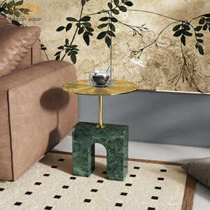 طاولة قهوة رخامية عصرية بتصميم فريد، طاولة شاي صغيرة مستديرة للمقاهي والبيسترو، مناسبة لغرف المعيشة وغرف النوم والمطاعم - Product Image 5