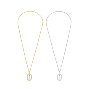 Collana con ciondolo a forma di lettera J Zlata 10x15 cm con accento di diamanti, catena in acciaio, gioielli minimalisti di alta qualità - Product Image 2