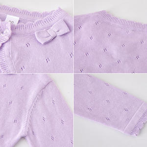 Boléro en tricot pur coton avec nœud pour fille Cardigan décontracté en coton pour fille - Product Image 4