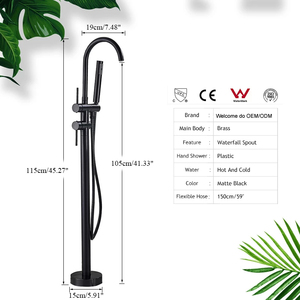 Vòi tắm đứng đơn, vòi trộn màu đen, xoay 360 độ, kèm vòi sen cầm tay ABS - Product Image 5