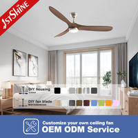 Ventilateur de plafond intelligent 1stshine en bois massif avec assistant vocal, respectueux de l'environnement, compatible TUYA Wifi, pour salon et chambre, avec télécommande