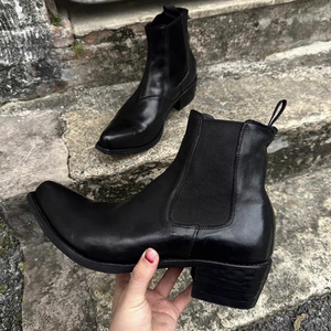 Botas de Cuero Premium para Hombre, Estilo Wizard, de Piel de Vacuno Lavada, con Punta Puntiaguda y Elevada, Suela Gruesa Compuesta, que Aumentan la Altura - Product Image 2