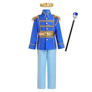 Set kostum pangeran Cosplay Halloween pakaian pangeran kerajaan untuk anak-anak balita diskon besar pakaian Cosplay peran dengan Aksesori