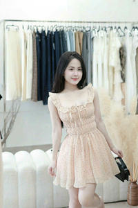 Vestido Mini con Hombros Descubiertos y Estampado de Puntos, Vestido Midi sin Mangas, Estilo Casual, Dulce y Vintage, Fabricación OEM en Vietnam - Product Image 4