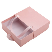 Boîte à tiroirs rose coulissante en papier biodégradable de luxe avec revêtement UV Boîte cadeau de mariage avec logo personnalisé